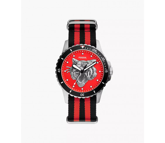 Годинник  Fossil FS5929 FB-01 Three-Hand Black and Red Nylon Watch