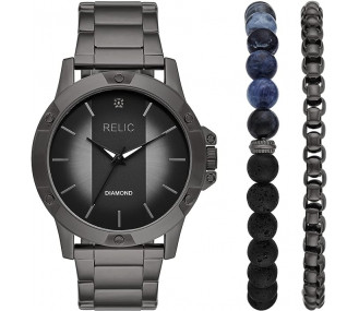 Годинник Rylan Three-Hand Black Metal Watch Gift Set with Bracelet Accessories (Model: ZR97000)