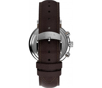 Годинник Timex TW2V31000VQ Men's Fairfield Chrono 41mm Watch – Silver-Tone Case & White Dial with Brown Genuine Leather Strap