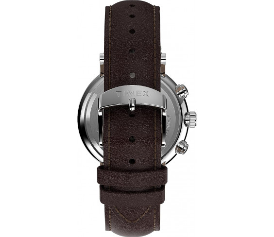 Годинник Timex TW2V31000VQ Men's Fairfield Chrono 41mm Watch – Silver-Tone Case & White Dial with Brown Genuine Leather Strap