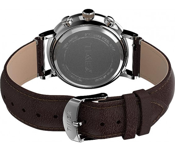 Годинник Timex TW2V31000VQ Men's Fairfield Chrono 41mm Watch – Silver-Tone Case & White Dial with Brown Genuine Leather Strap