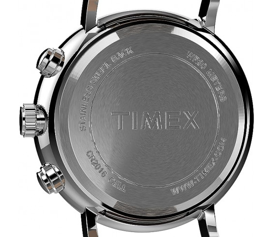 Годинник Timex TW2V31000VQ Men's Fairfield Chrono 41mm Watch – Silver-Tone Case & White Dial with Brown Genuine Leather Strap