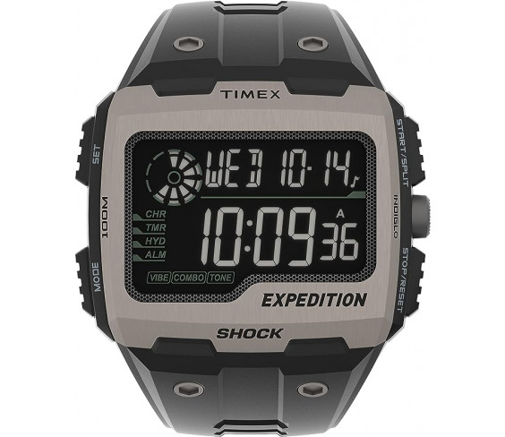 Годинник Timex Men's Expedition Grid Shock 50mm Quartz Resin Strap, Black, 16 Casual Watch (Model: TW4B24900VQ)