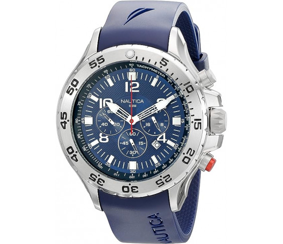 Годинник Nautica Men's N14555G NST Stainless Steel Watch with Blue Resin Band