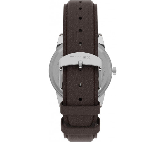 Годинник Timex Easy Reader Bold 38mm Watch – Silver-Tone Case White Dial with Brown Leather Strap