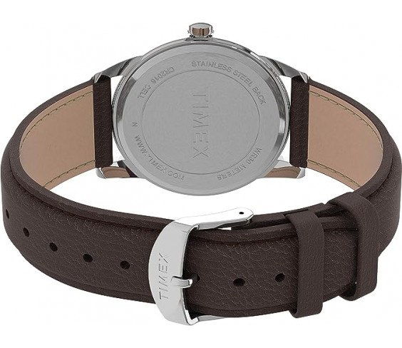 Годинник Timex Easy Reader Bold 38mm Watch – Silver-Tone Case White Dial with Brown Leather Strap