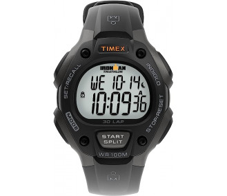 Годинник Timex Men's T5E901 Ironman Classic 30 Gray/Black Resin Strap Watch, Black/Gray/Orange Accent, One Size