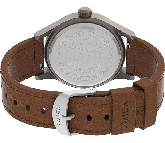 Годинник Timex Men's Expedition Scout 40mm Watch – Gray Case Black Dial with Brown Ecco DriTan Leather Strap