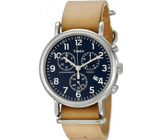 Годинник Timex Unisex TWC063500 Weekender Chrono Cream/Tan Double-Layered Leather Slip-Thru Strap Watch