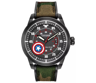 Чоловічий годинник Citizen Eco-Drive Captain America Men's Camouflage Nylon Watch (модель AW1367-05W)